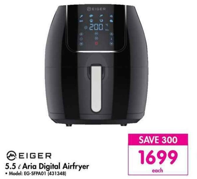 EIGER 5.5 l Aria Digital Airfryer offer at Makro