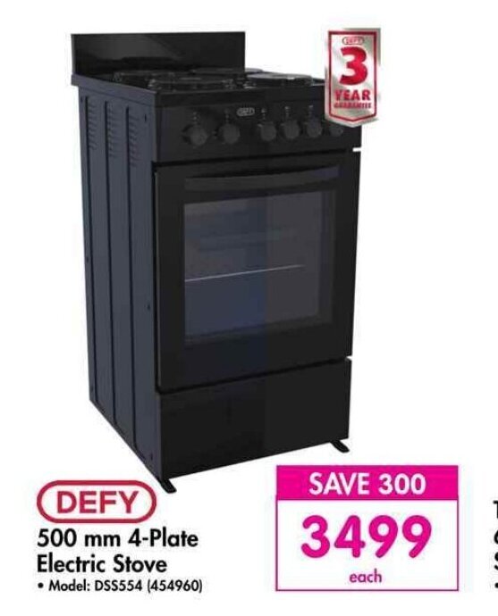 DEFY 500 mm 4Plate Electric Stove offer at Makro