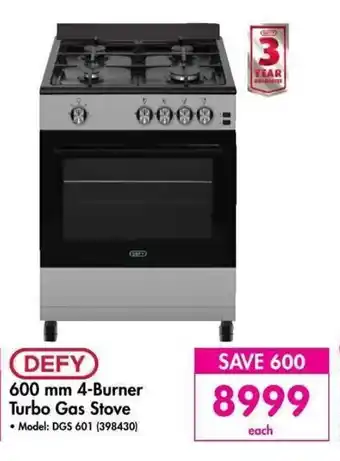 Makro DEFY 600 mm 4-Burner Turbo Gas Stove offer