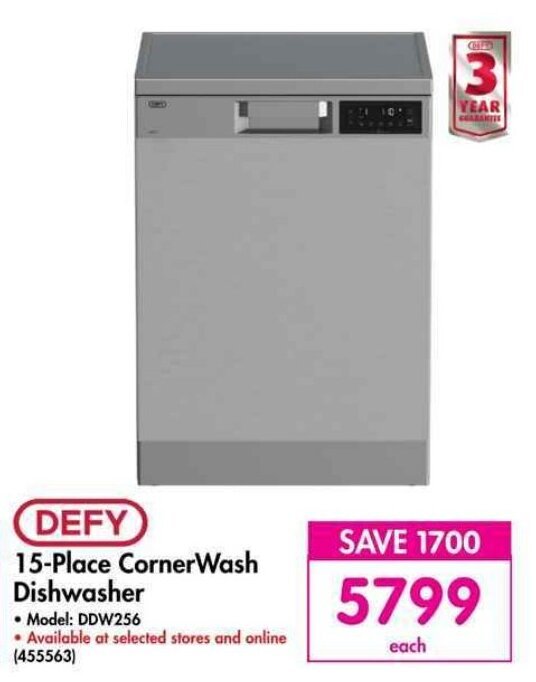 DEFY 15Place CornerWash Dishwasher offer at Makro