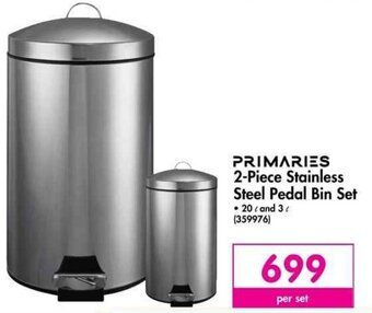 Makro PRIMARIES 2-Piece Stainless Steel Pedal Bin Set offer