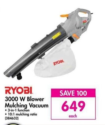 Makro RYOBI 3000 W Blower Mulching Vacuum offer