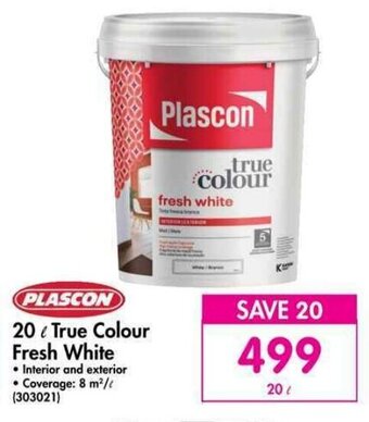 Makro PLASCON 20l True Colour Fresh White offer
