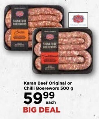 Food Lover's Market Karan Beef Original or Chilli Boerewors 500 g offer