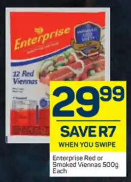 Pick n Pay Enterprise Red or Smoked Viennas 500g offer