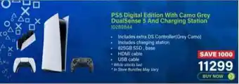 Incredible Connection PS5 Digital Edition With Camo Grey DualSense 5 And Charging Station offer