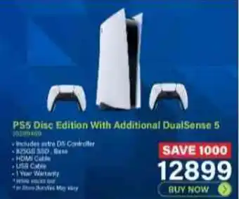 Incredible Connection PS5 Disc Edition With Additional DualSense 5 offer