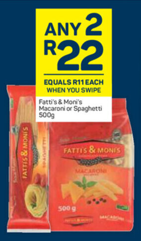 Pick n Pay Fatti's & Moni's Macaroni or Spaghetti 500g offer