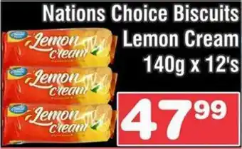 Advance Cash n Carry Nations Choice Biscuits Lemon Cream 140gx12's offer