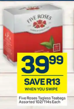Pick n Pay Five Roses Tagless Tea Bags 102/114s offer