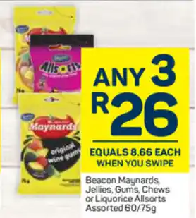 Pick n Pay Beacon Maynards Jellies, Gums, Chews or Liquorice 60/75g offer
