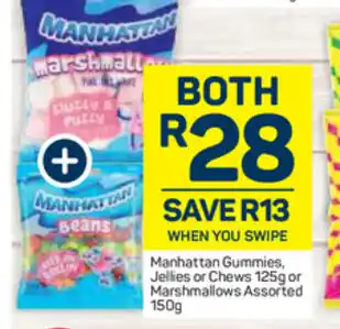 Pick n Pay Manhattan Gummies, Jellies or Chews 125g or Marshmallows 150g offer
