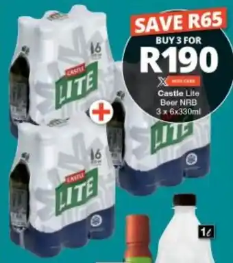 Checkers Castle Lite Beer NAB 3 x 6x330ml offer