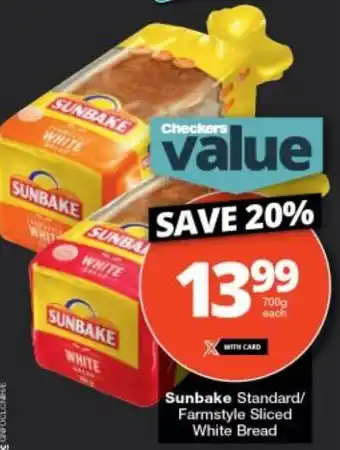 Checkers Sunbake Standard/ Farmstyle Sliced White Bread offer