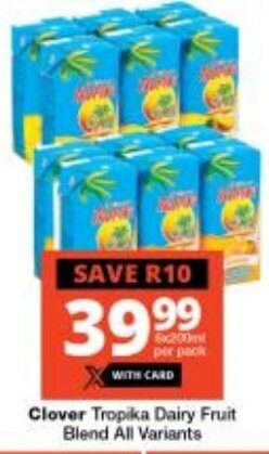Checkers Clover Tropika Dairy Fruit Blend All Variants offer