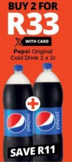 Checkers Pepsi Original Cold Drink 2 x 2L offer