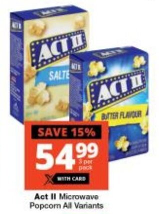 Act II Microwave Popcom All Variants