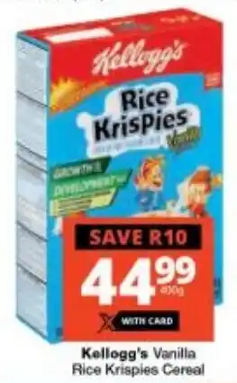 Checkers Kellogg's Vanilla Rice Krispies Cereal offer