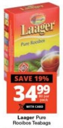Checkers Laager Pure Rooibos Teabags offer