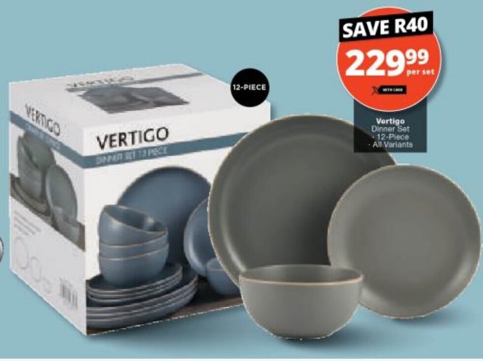 Vertigo Dinner Set 12Piece All Variants offer at Checkers