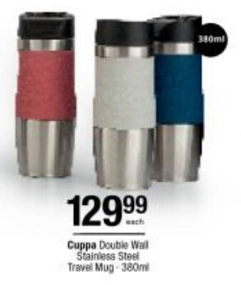Cuppa Double Wall Stainless Steel Travel Mug 380ml