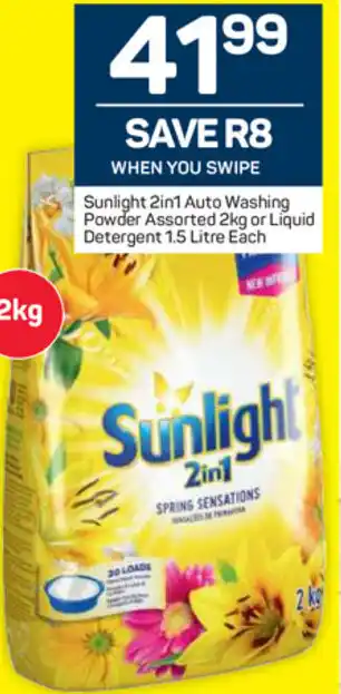 Pick n Pay Siunlight 2in1 Autowashing Powder 2kg or Liquid Detergent 1.5L offer