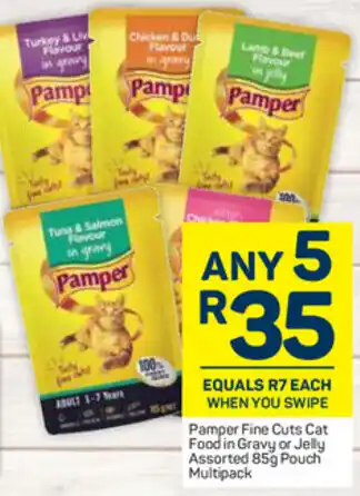 Pick n Pay Pamper Fine Cuts Cat Food in Gravy or Jelly 85g Pouch Multipack offer