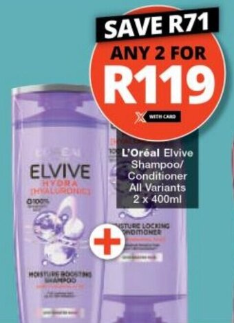 L'Oréal Elvive Shampoo/ Conditioner All Variants 2 x 400ml