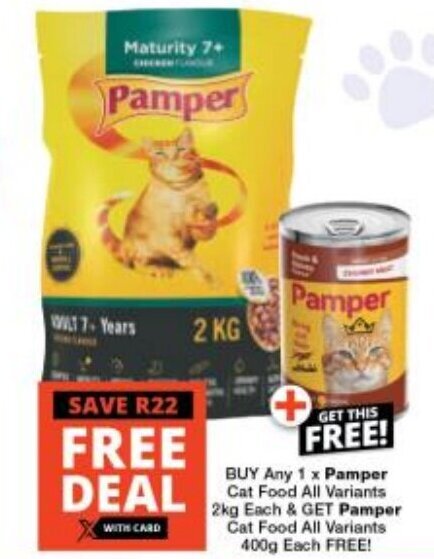 BUY Any 1 x Pamper Cat Food All Variants 400g Each FREE! offer at Checkers