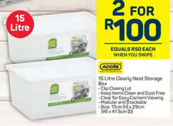 15 Litre Clearly Neat Storage Box 17cm (H) x 29cm (W) x 41,5cm (D)