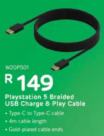 Computer Mania Playstation 5 Braided USB Charge & Play Cable offer