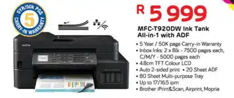 Computer Mania Brother Printer MFC-T920DW Ink Tank All-in-1 with ADF offer