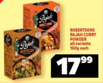 Usave ROBERTSONS RAJAH CURRY POWDER all variants 100g each offer