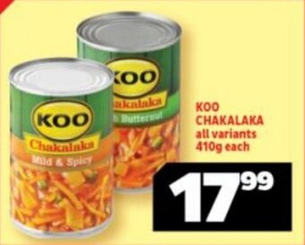 Usave KOO CHAKALAKA all variants 410g each offer