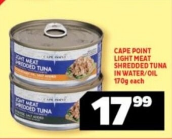 Usave CAPE POINT LIGHT MEAT SHREDDED TUNA IN WATER/OIL 170g each offer