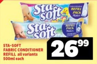 Usave STA-SOFT FABRIC CONDITIONER REFILL all variants 500ml each offer