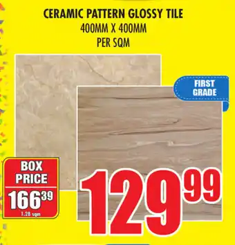 Boxer Ceramic Pattern Glossy Tile 400mm x 400mm per Sqm offer