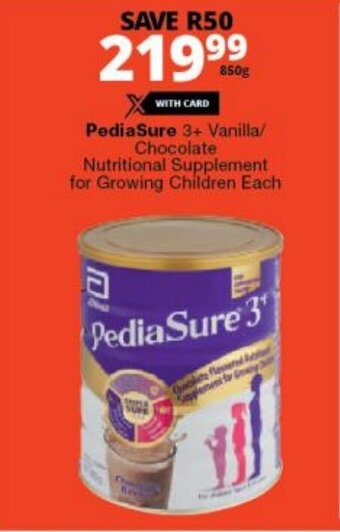 Checkers PediaSure 3+ Vanilla/ Chocolate Nutritional Supplement for Growing Children Each offer