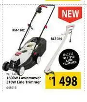 Builders Warehouse Ryobi 1600W Lawnmower RM-1202 Inclu 310W Line Trimmer RLT-310 offer