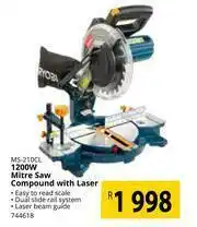 Builders Warehouse Ryobi 1200W Mitre Saw Compound With Laser MS-210CL offer
