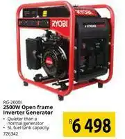 Builders Warehouse Ryobi 2500W Open Frame Inverter Generator RG-2600i offer