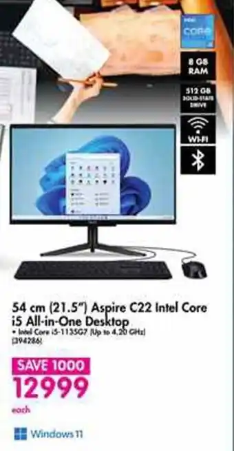 Makro 54 cm (21.5") Aspire C22 Intel Core i5 All-in-One Desktop offer
