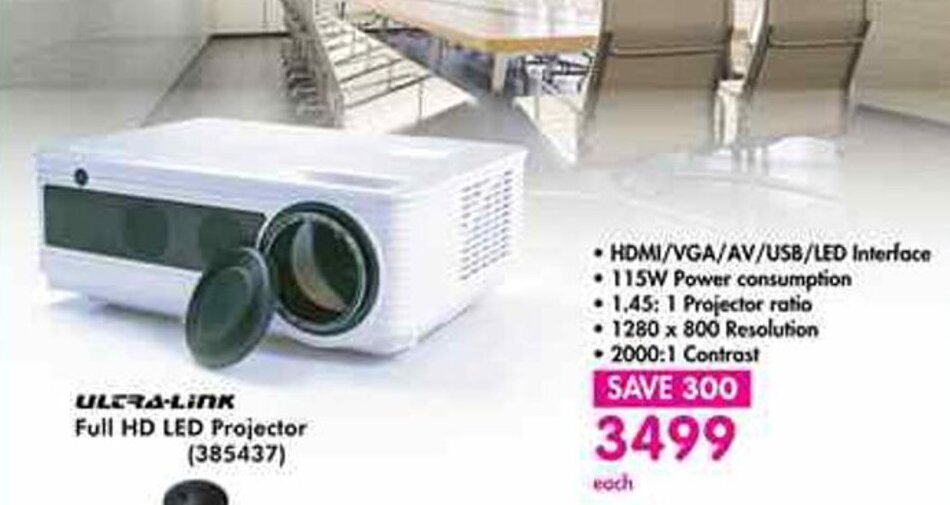 ULTRALINK Full HD LED Projector (385437) offer at Makro