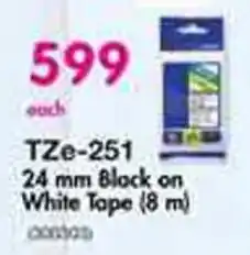 Makro TZe-251 24 mm Block on White Tape (8 m) offer
