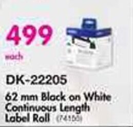 Makro DK-22205 62 mm Black on White Continuous Length Label Roll (7410062 mm Black on White Continuous Length Label Roll (74100) offer