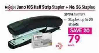 Makro Rexel Juno 105 Half Strip Stapler + No. 56 Staples offer