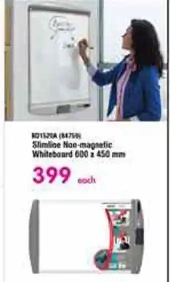 Makro Slimline Non-magnetic Whiteboard 600 x 450 mm offer