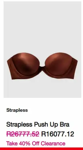 Strapless push up bra