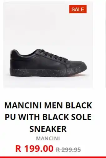 Mancini men black pu with black sole sneaker