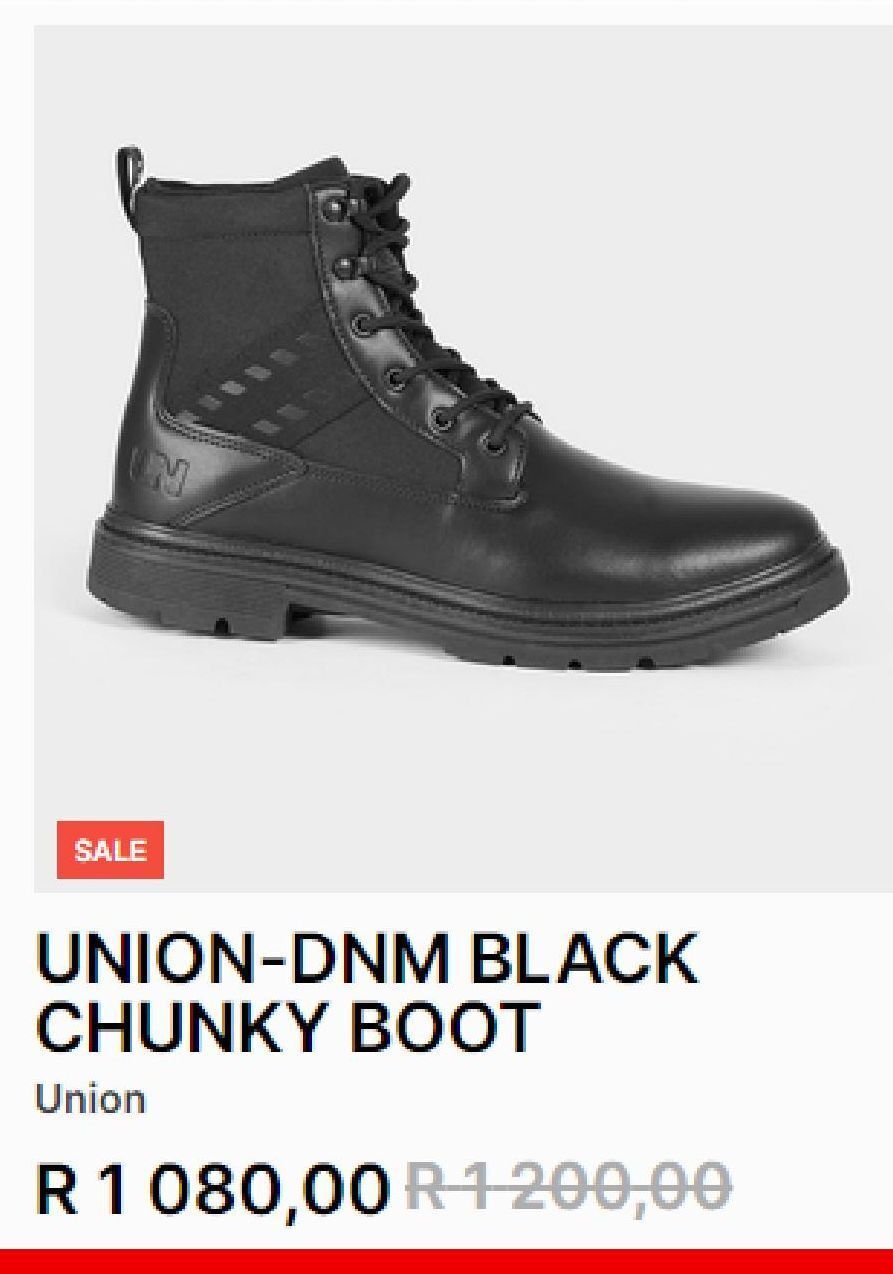 Uniondnm black chunky boot offer at Markham